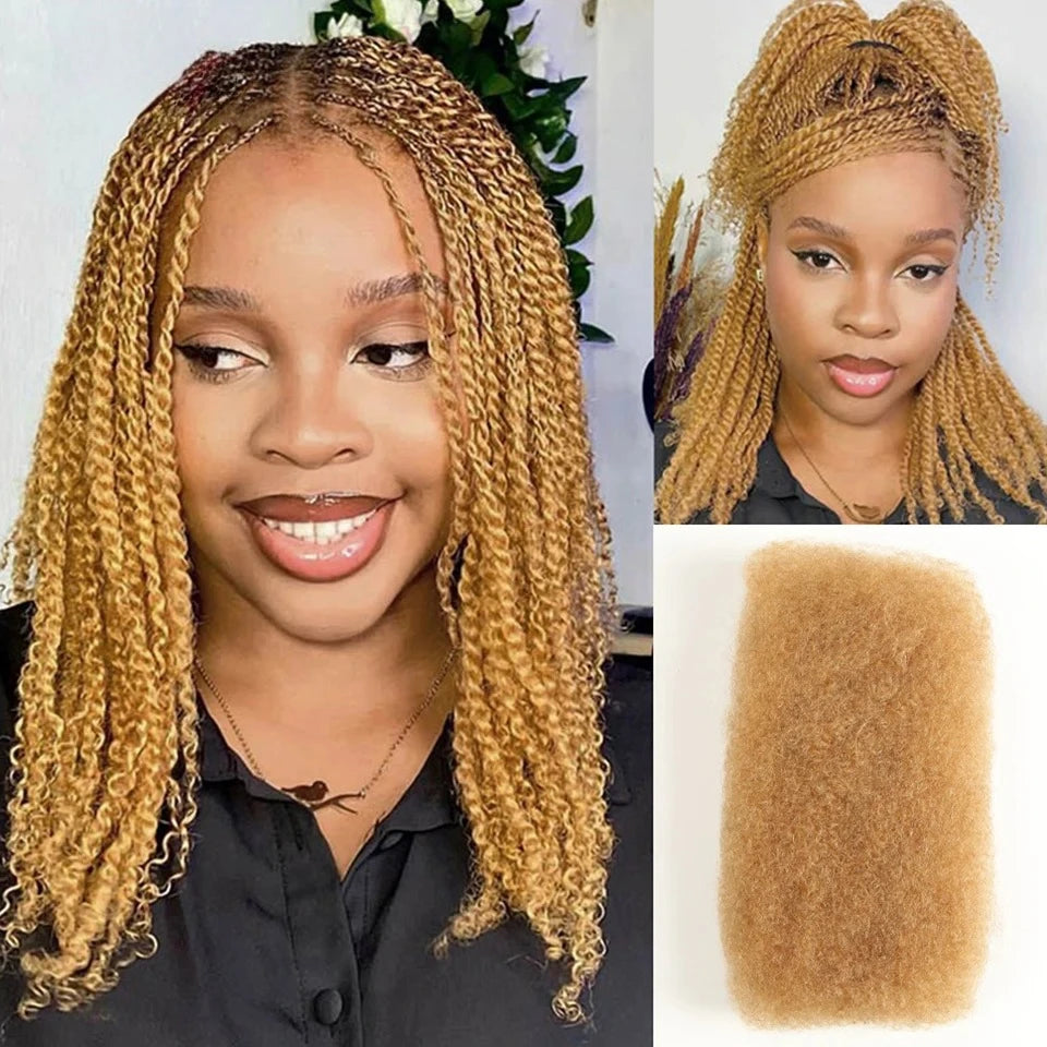 QVR Afro Kinky Bulk Human Hair For Braiding Dreadlock Hair Peruvian 50g/pc Virgin Natural Brown Remy Human Hair Debut Extension