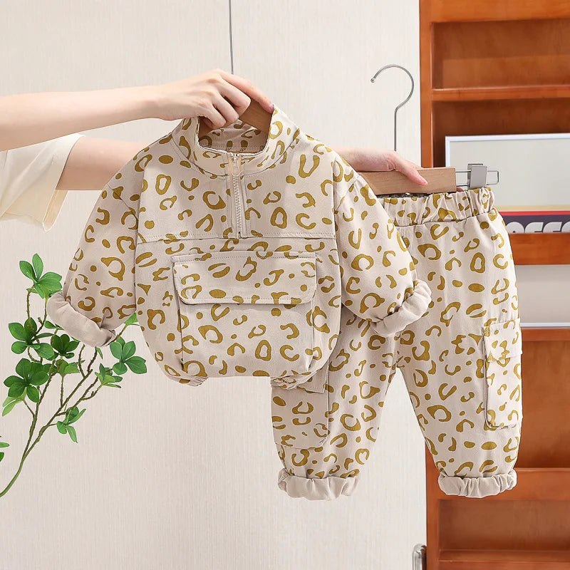 Fashion Autumn Children Suits Baby Boys Girls Clothes stamp Cotton T-Shirt Pants 2Pcs/sets Spring Toddler Clothing Sport Suits