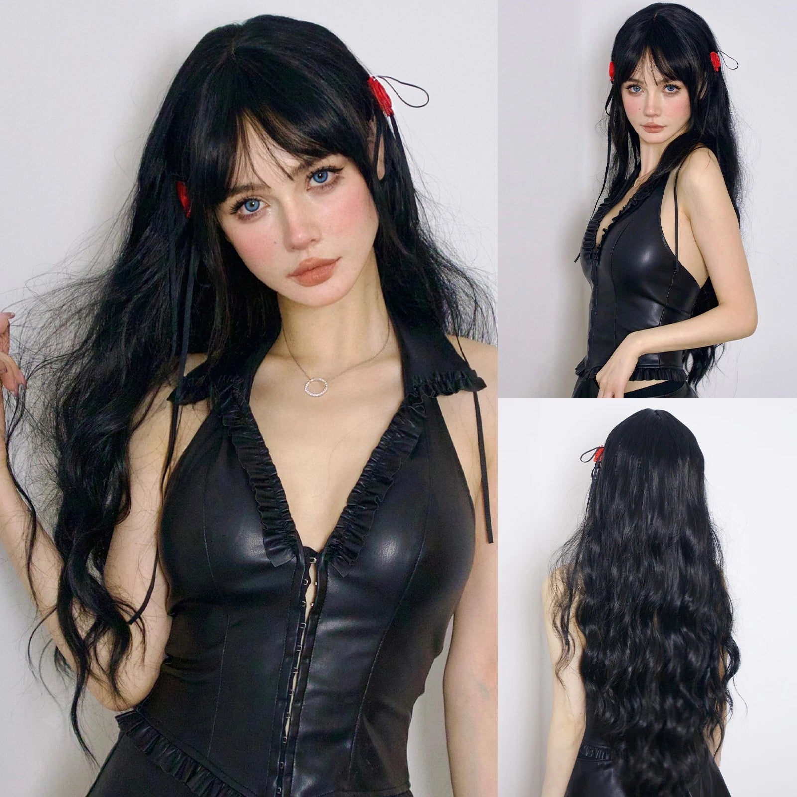 Party Wigs for Girls Fluffy Curly Hair with Bangs Orange Synthetic Wig for Women Cosplay Wigs Natural Daily Heat Resistant Fiber