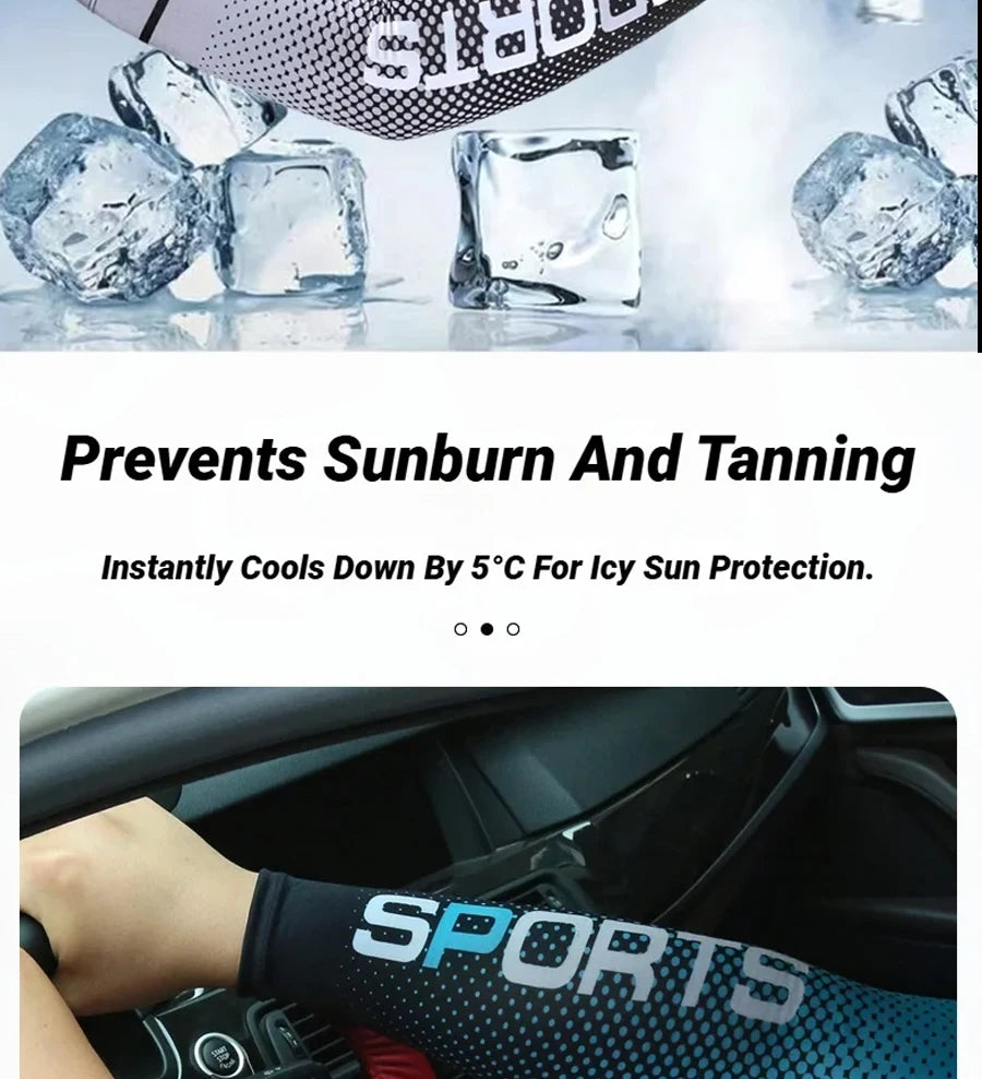 Summer Fashio Sunscreen Ice Silk Sleeve UV Sun Protection Cooling Anti-Slip Arm Sleeves Men Women Outdoor Sport Cycling