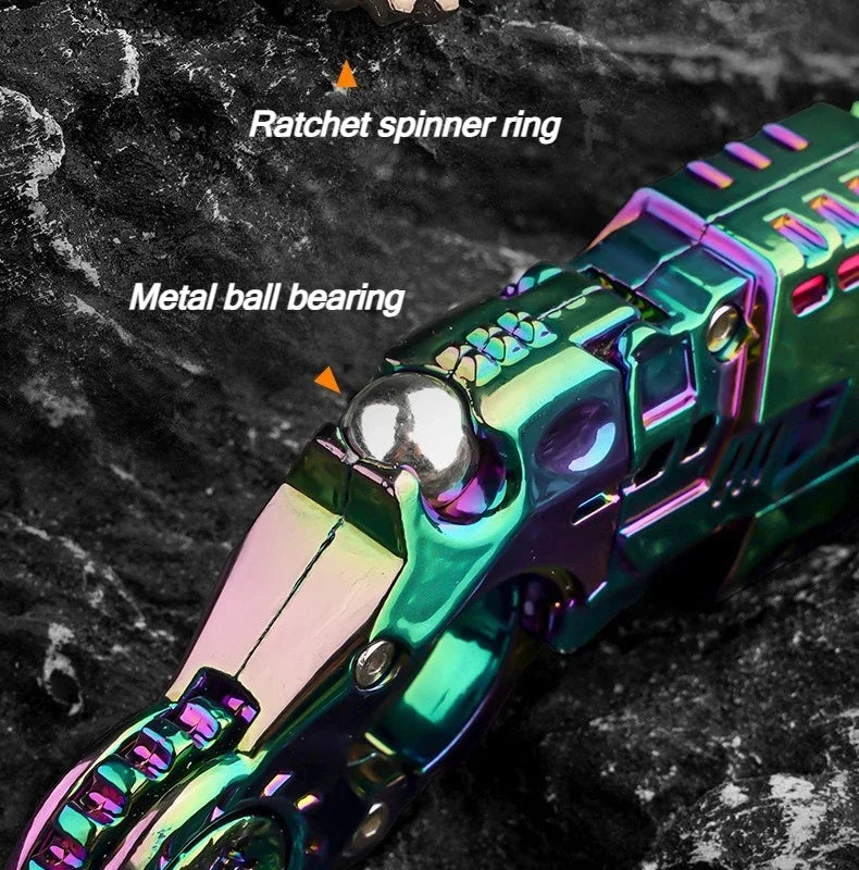 Alloy Launcher Shell-Ejecting Toy Gun Set Portable Stress Relief Sensory Fidget Toy Finger Spinning Top Desk Gadget Boys Gift