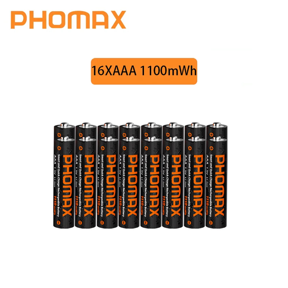 PHOMAX New Fast Charger&Rechargeable Battery,1.5V AA 4200mWh & AAA 1110mWh Lithium Battery  For  Remote Control Mouse SmartDoor