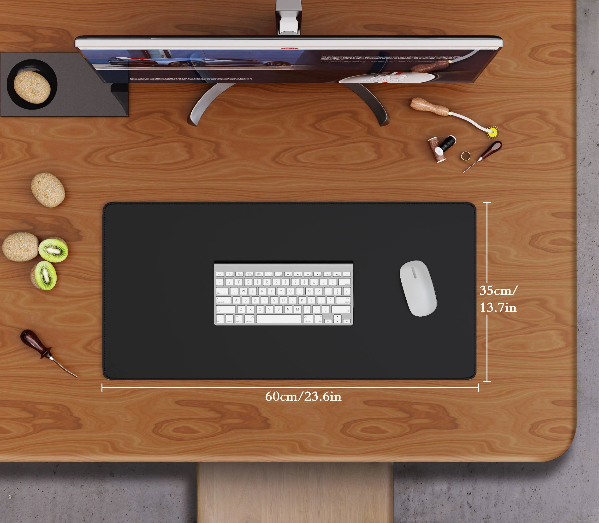 Dual Sided Desk Mat,Leather Desk Pad,Black Cork Desk Mat Protector,Large Mouse Pad,Desk Writing Pad for Office and Home