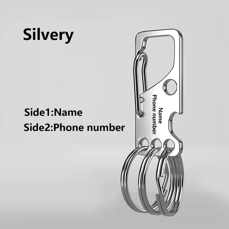 Stainless Steel Keychain Custom Lettering  Keyring Personalized for Men's Waist Pendant Key Chain Ring Holder Laser Engraved