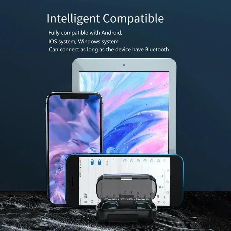 Bluetooth Earphones Handfree LED Dispay Headphones Bluetooth HiFi Stereo Music Wireless Earbuds Waterproof Gaming Headset
