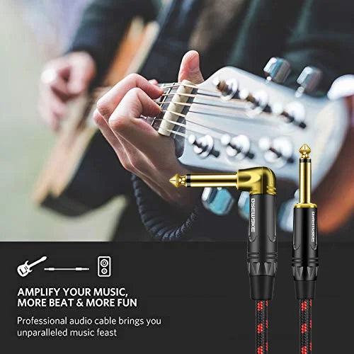 Jack 6.35 mm Mono Cable Gold Plated Guitar Cable Male to Male Cotton Braided Instrument Cable for Guitar Bass keyboard