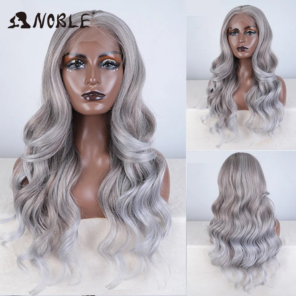 Noble Synthetic Lace Front Wig  28 Inch Highlight Honey Brown Body Wave Wig Cosplay Wigs For Women Lace Wig Lace Wig Synthetic