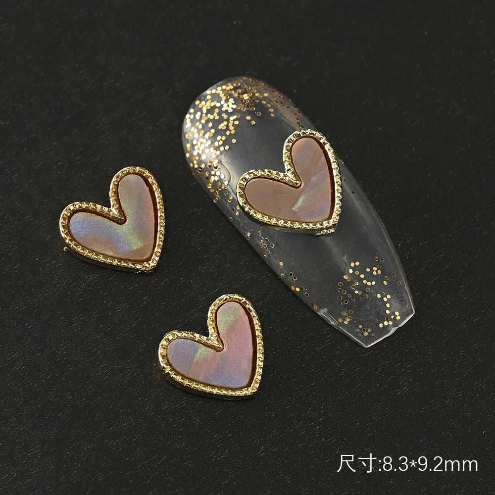 5/10pc Luxury Crystal Pink Heart Nail Art Charm 3D Love Shape Nail Rhinestones Diamond Shine Valentine's Day Manicure Decoration