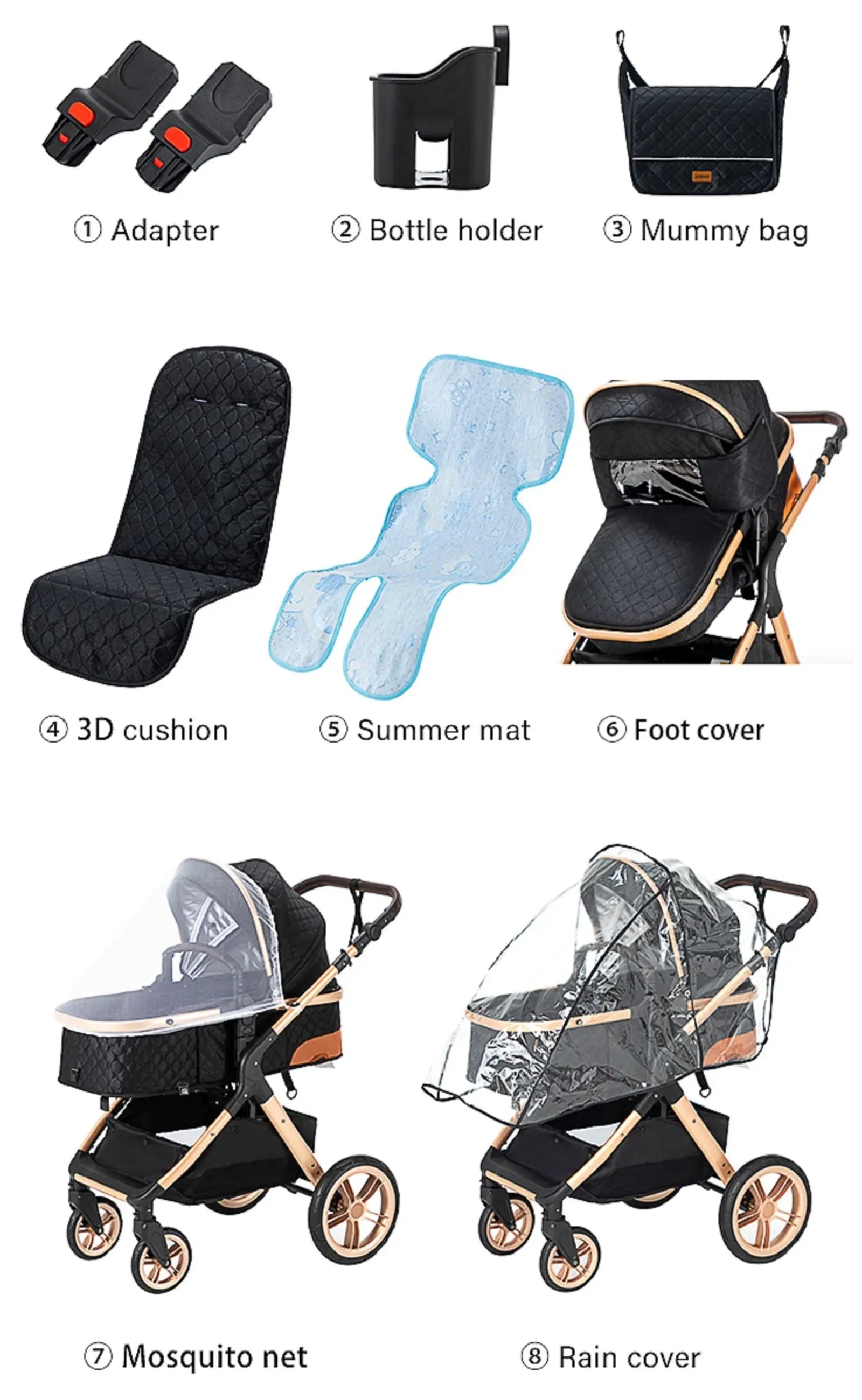 3-in-1 baby stroller travel system lightweight pram for newborns compact foldable Winter baby stroller baby buggy all-terrain