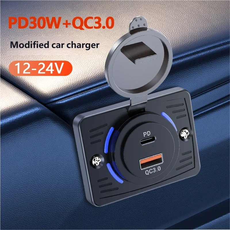 Wall Mount Charger Adapter, 2-4 Ports USB Outlet, QC 22.5W PD 30W Type-C Quick Charge, QC3.0 Panel, Bus, ATV, Truck