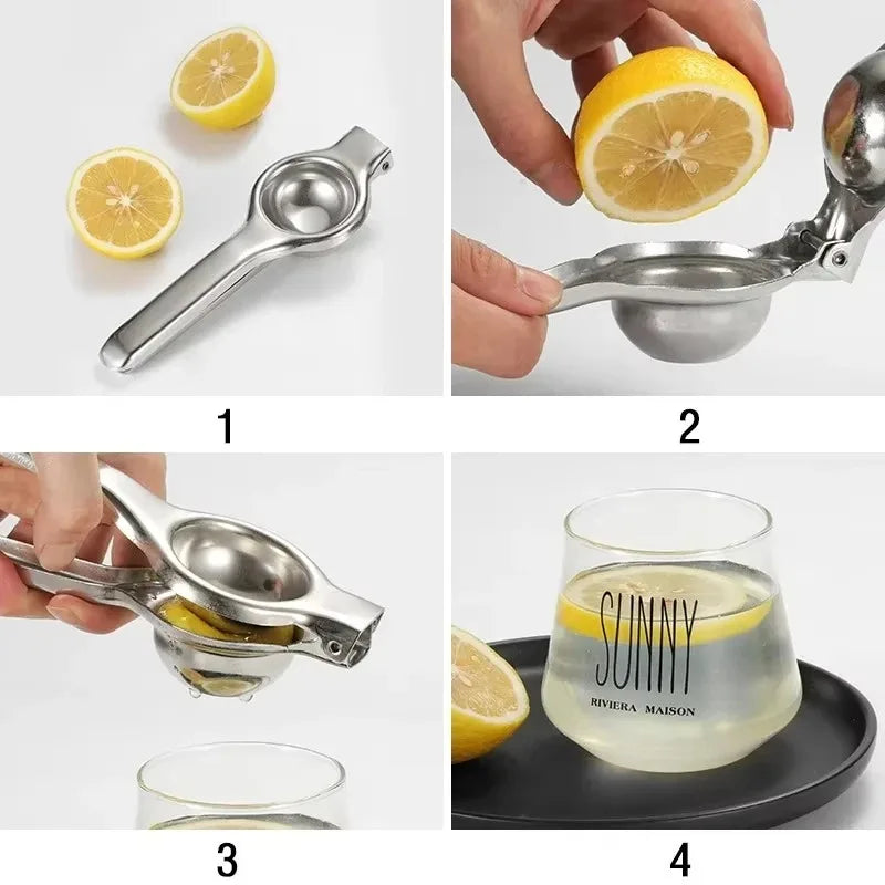 Stainless Steel Manual Citrus Juicer Lemon Squeezer Durable Polished Metal Kitchen Tool Fruit Juice Extractor Ergonomic Handle