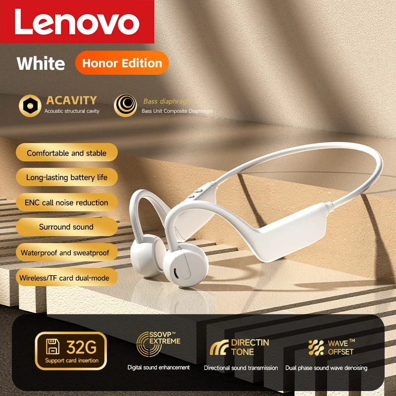 Lenovo Bone Conduction Headset Wireless Swimming Sports Headphone IPX8 Bluetooth 5.4 With Mic Waterproof Exercise Fitness 2026