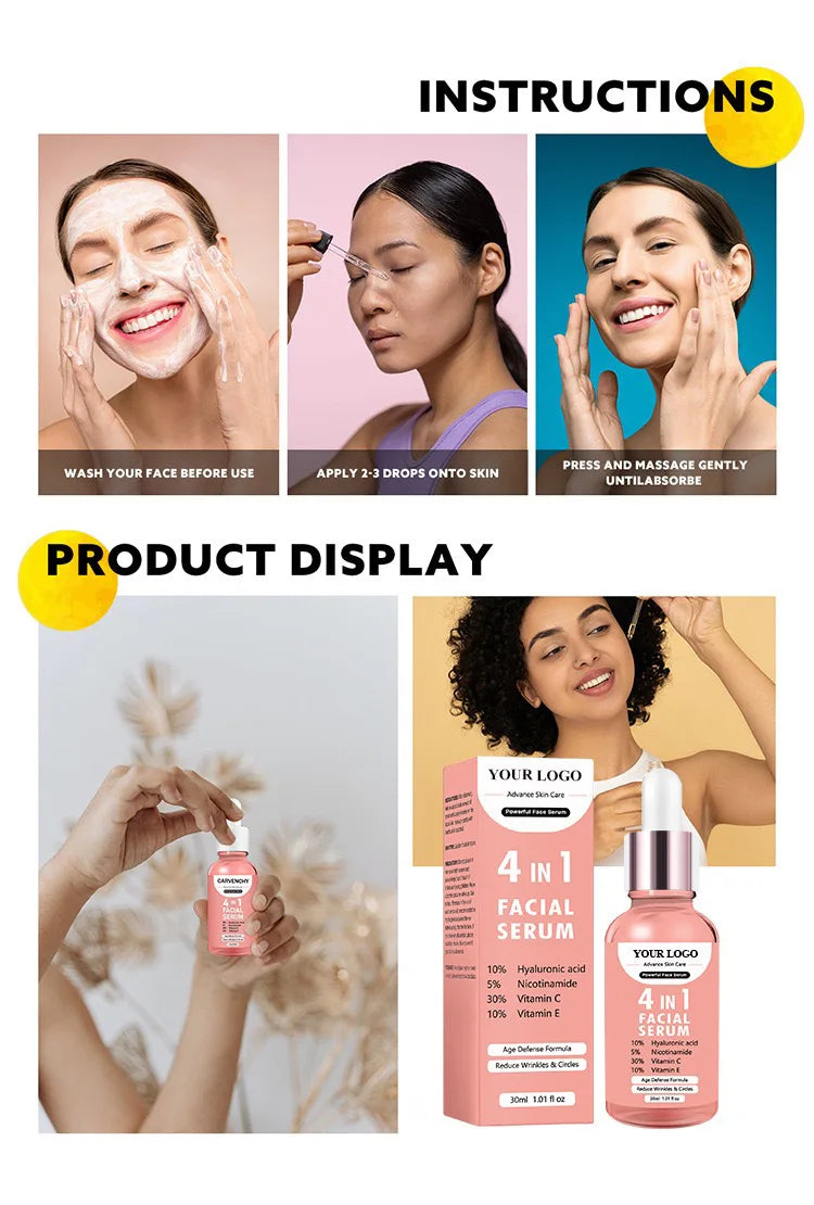 30ml Private Label Essence Custom Bulk Anti-Aging Repair Essences Powerful Hyaluronic Acid Face Skin Care Product VC Makeup