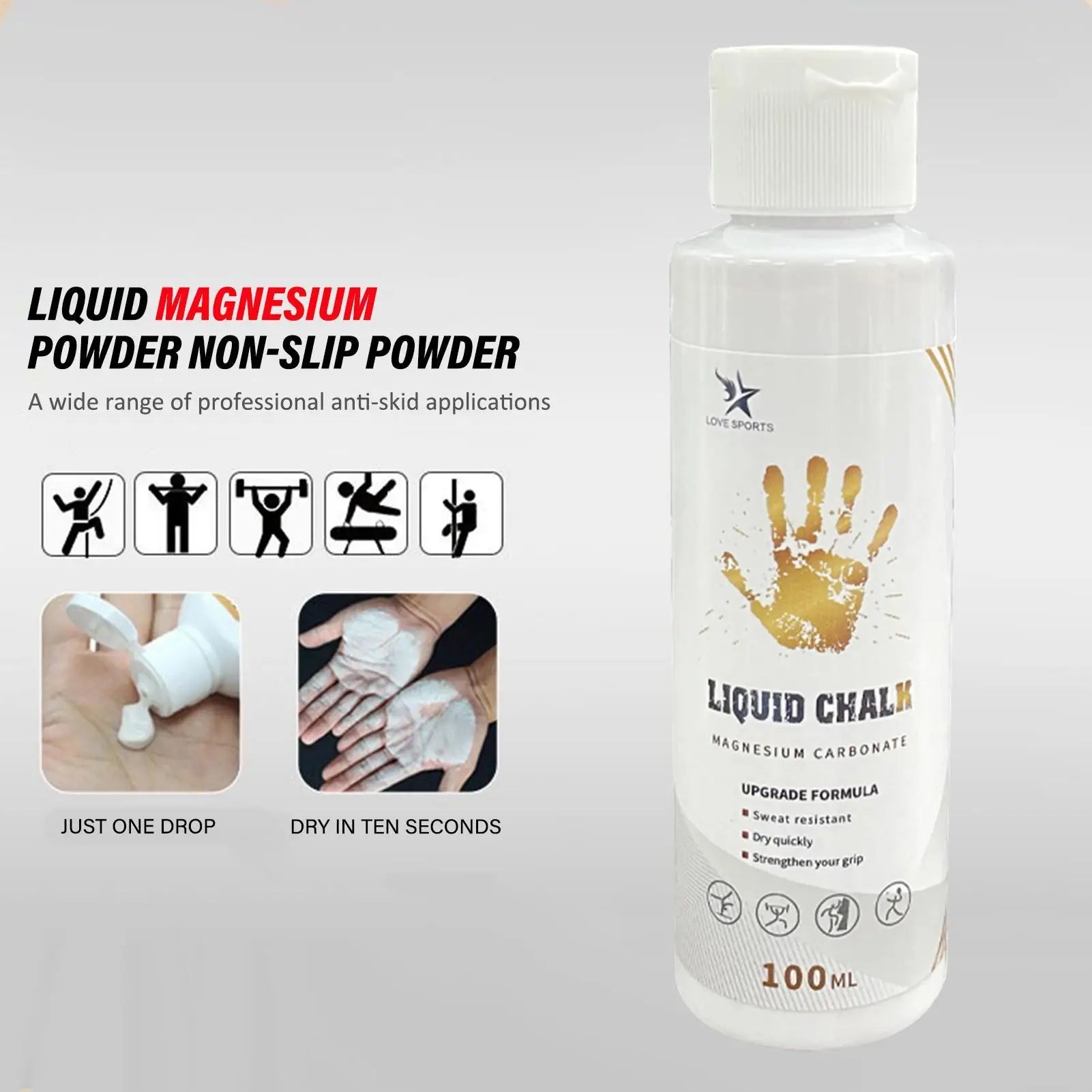 Sports Liquid Magnesium Powder Fitness Lifting Anti Slip Cream Grip Liquid Magnesium Comfortable Feel For Rock Climbing Gym