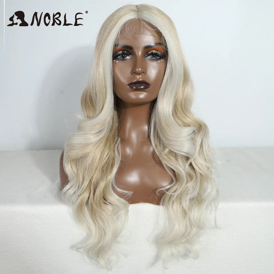 Noble Synthetic Lace Front Wig  28 Inch Highlight Honey Brown Body Wave Wig Cosplay Wigs For Women Lace Wig Lace Wig Synthetic