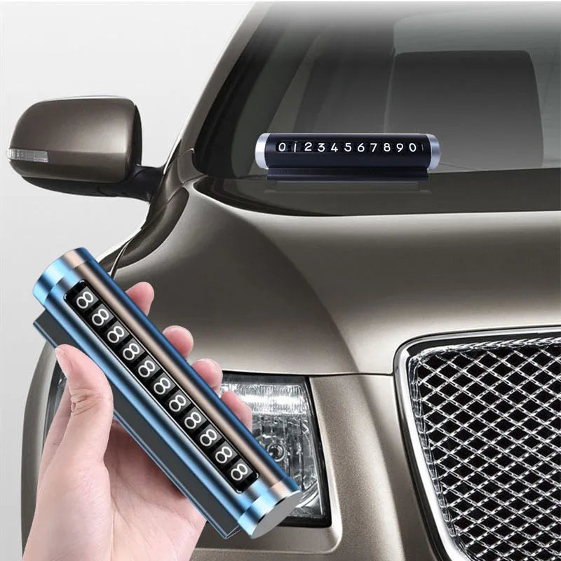 Car Temporary Parking Number Plate Black/Silver/Blue Aluminium Alloy Material Roller Adjustable Car Parking Plate Car Supplies