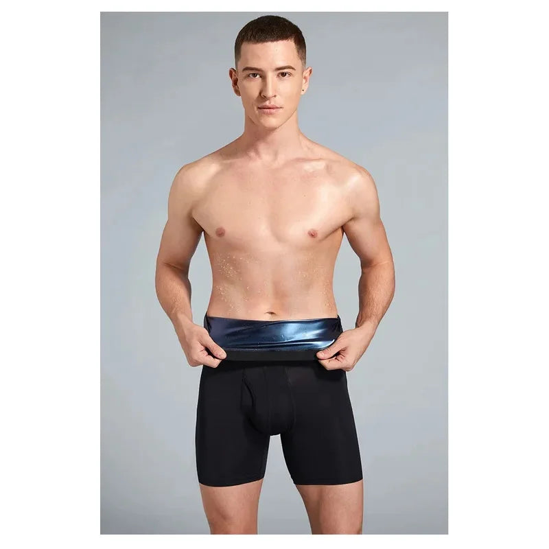 NEW Sweat Sauna Shorts Men's Fat Burning Waist Trainer High Waist Fitness Running Sports Underwear Slimming Pants Body Shapewear