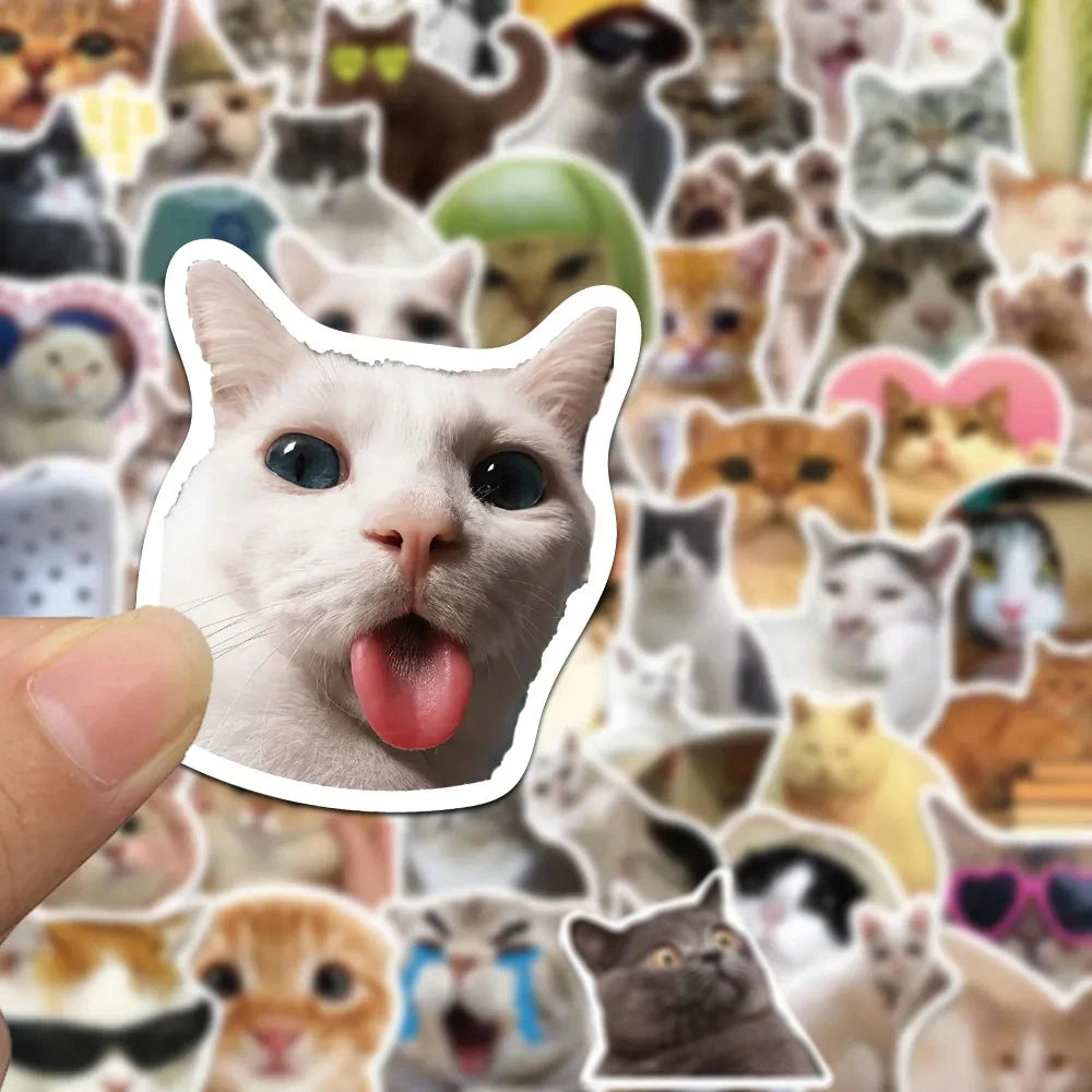 10/30/50pcs Funny Cute Cat MEME Animals Stickers Kawaii Aesthetic Decals Laptop Phone Notebook Decoration Scrapbooking Sticker