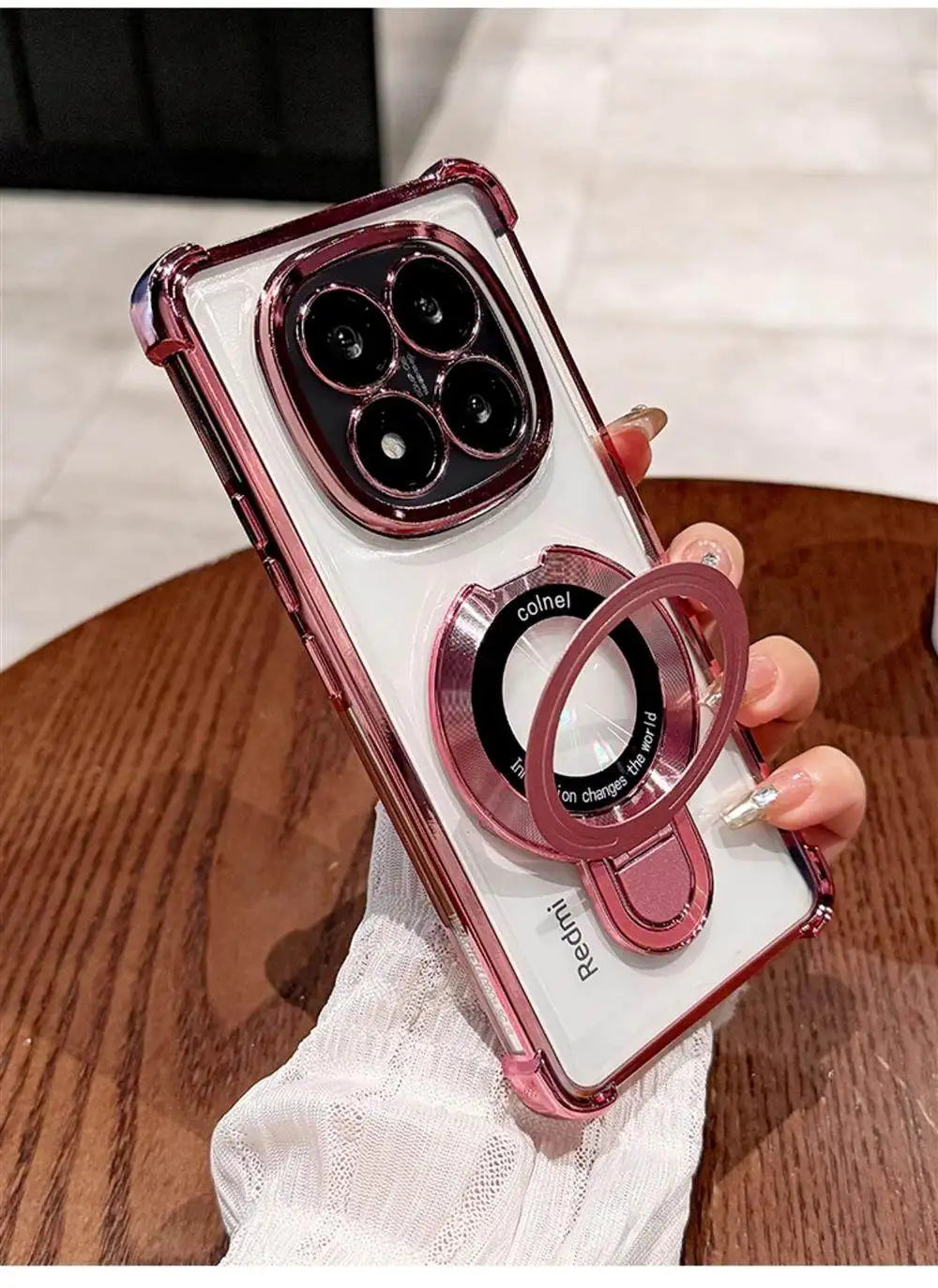 For Redmi Note 15 Pro and Note 15 Pro Plus Case Magnetic Holder Plating Airbag Transparent Camera Protection Shockproof Cover