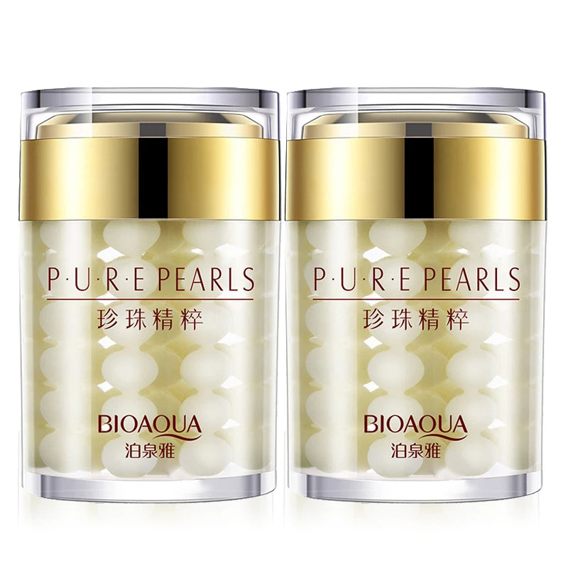 2pcs BIOAQUA Pure Pearl Face Cream Moisturizing Skin Anti Wrinkle Hydrating Facial Cream Beauty Health Skin Care
