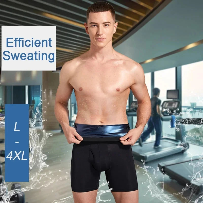 NEW Sweat Sauna Shorts Men's Fat Burning Waist Trainer High Waist Fitness Running Sports Underwear Slimming Pants Body Shapewear