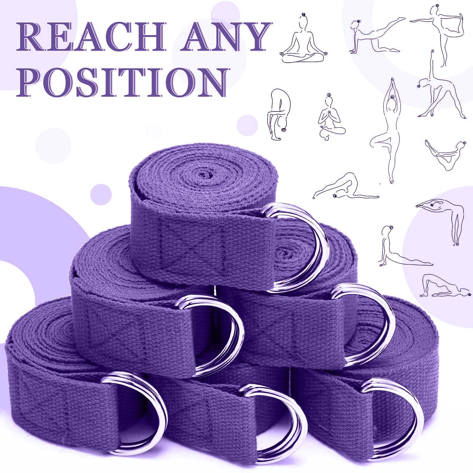183*3.8cm Yoga Strap Cotton Exercise Yoga Belt Adjustable Woven Stretch D-Ring Buckle Fitness Stretching Bands Pilates Rope