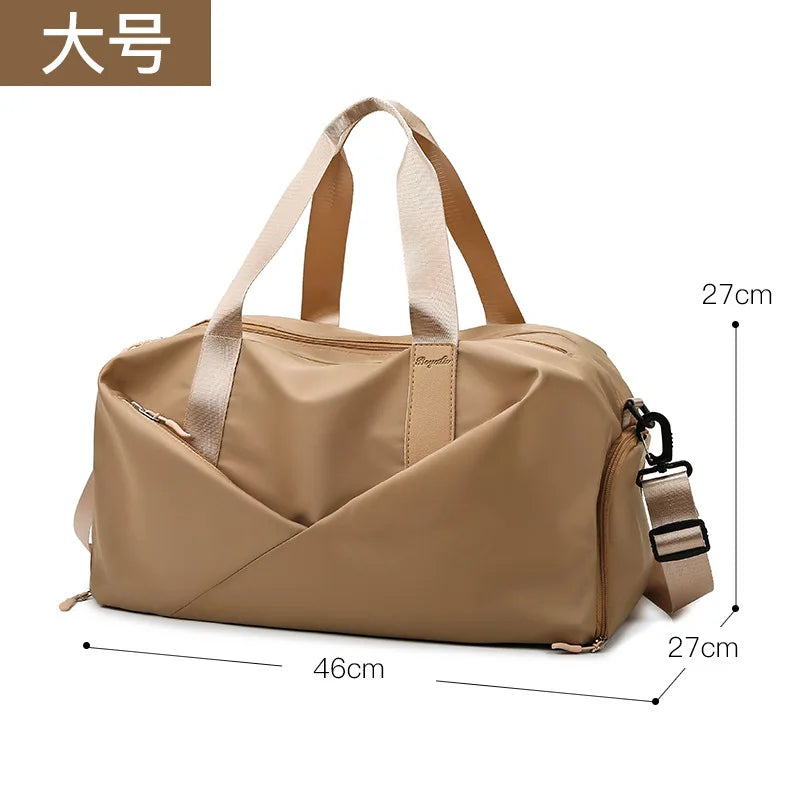 Large Capacity Fitness Bag Women's Handheld Oxford Cloth Yoga Sports Bag Fashionable Luggage Bag Wet And Dry Separation Can P...