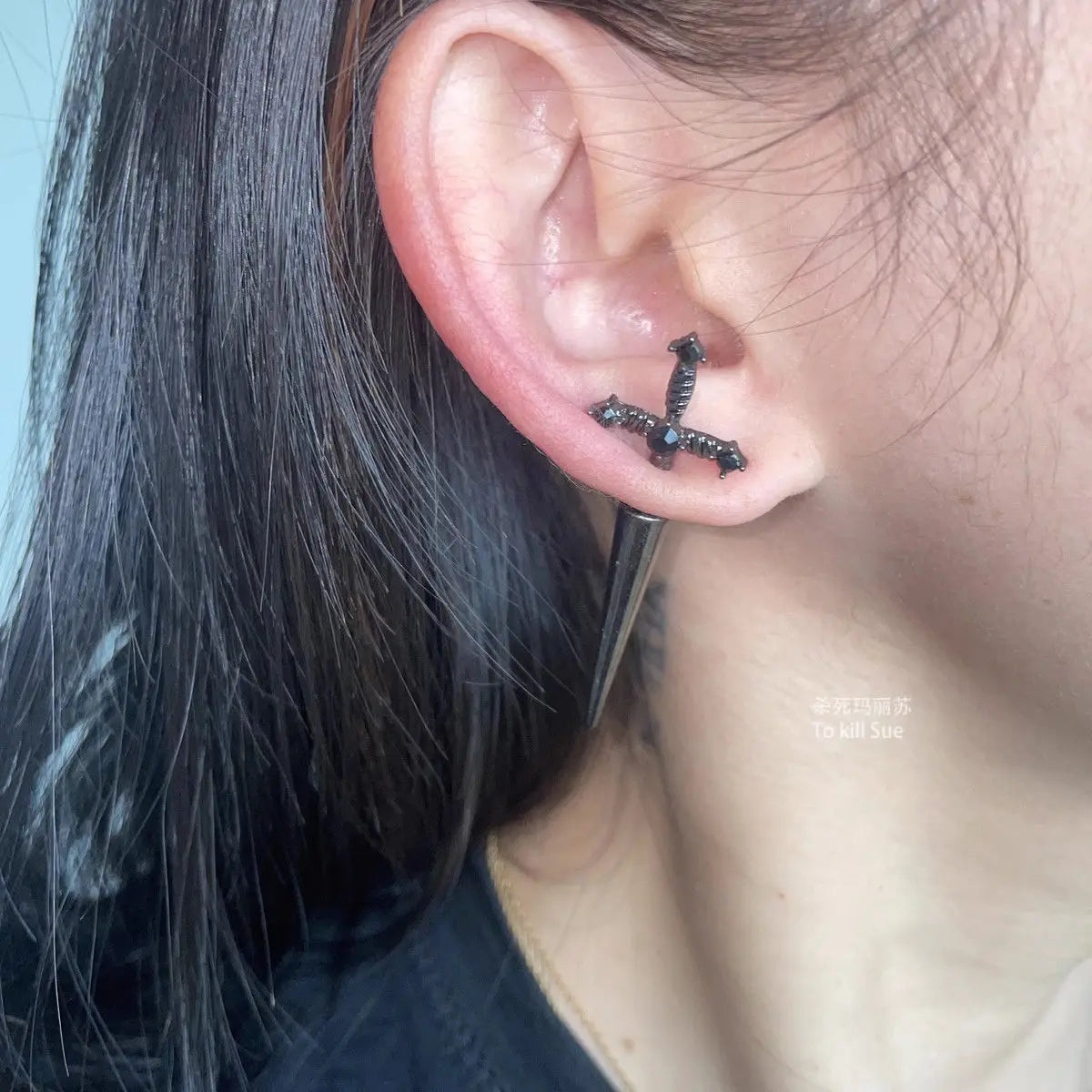 Punk Earrings Gothic Design Trendy Earrings Retro Zircon Gothic Cross Earrings for Men Women Y2K Jewelry Accessories