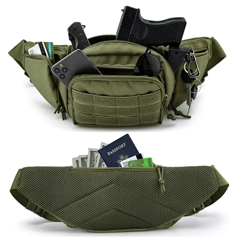 Outdoor MOLLE Fanny Pack, Gun Holster for Multiple Models, Compact & Secure Fit for Utility Accessories
