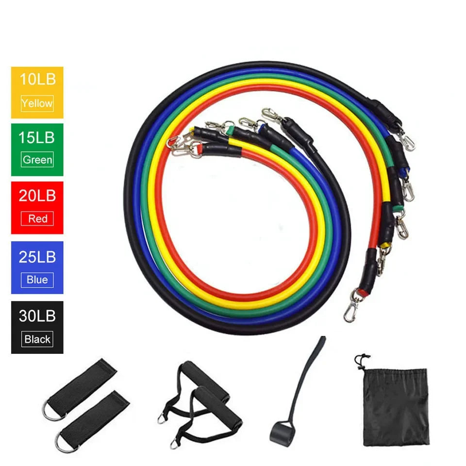 LOOGDEEL 11PCS/Set Resistance Bands Pedal Excercise Body Training Workout Women Men Fitness Yoga Pull Rope Exercises Latex Tubes