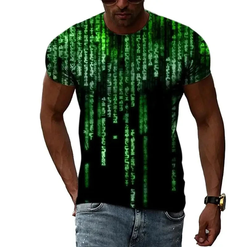 Fashion Men's T-shirt Multidimensional Graphic Tee For Men Casual 3D Print Harajuku Personality Round Neck Short Sleeve Top