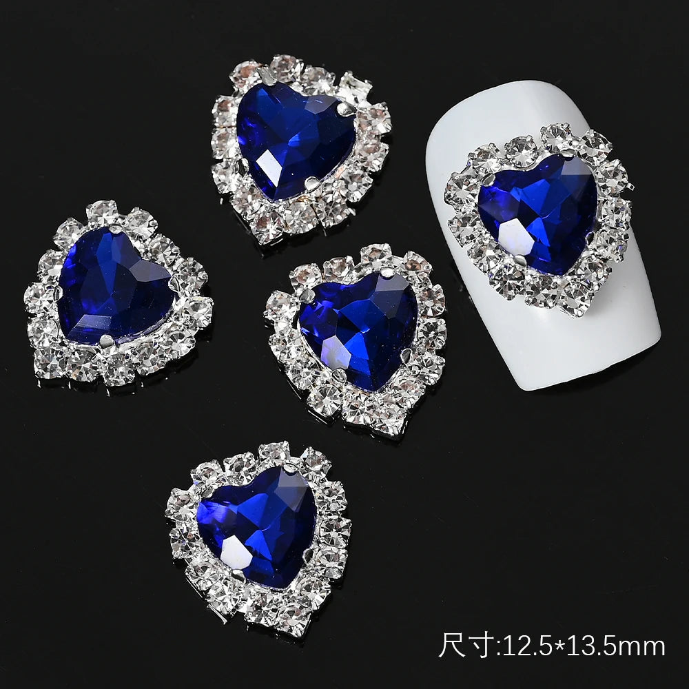 5/10pc Luxury Crystal Pink Heart Nail Art Charm 3D Love Shape Nail Rhinestones Diamond Shine Valentine's Day Manicure Decoration