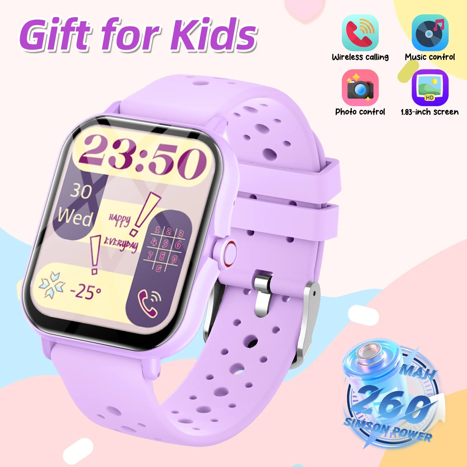 2026 New Smartwatch 1.83"Screen Bluetooth Call Voice Assistant Music Control Fitness Tracker for Android/IOS Phone Children Gift