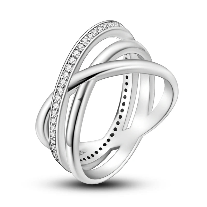 Rings For Women 925 Silver Sparkling Zircon Minimalist Geometric Star X Rings Romantic Wedding Engagement Valentine Jewelry Gift