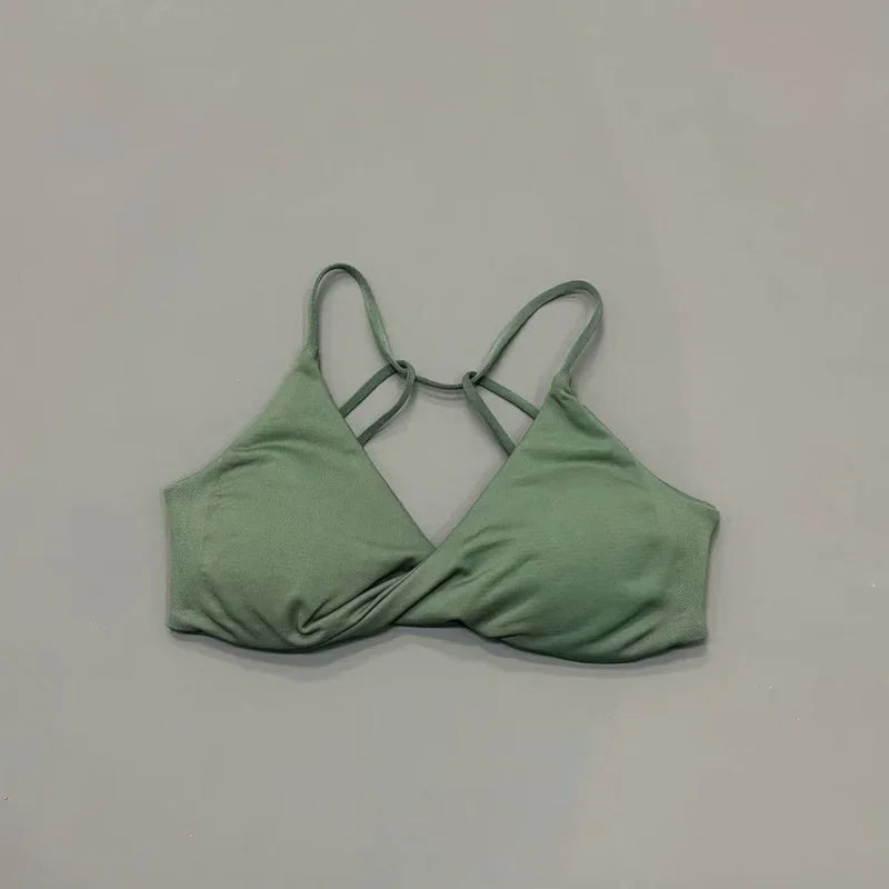 HISTELLO Vision Twist Front Backless Sports Bra Women High Support Breathable Soft Gym Workout Running Jogging Fitness Bra