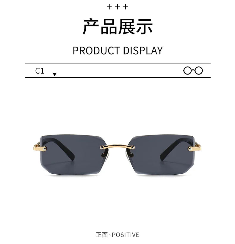 Clearance_Rimless Sunglasses Rectangle Fashion Popular Women Men Shades Small Square Sun Glasses For Female male Summer Travelin