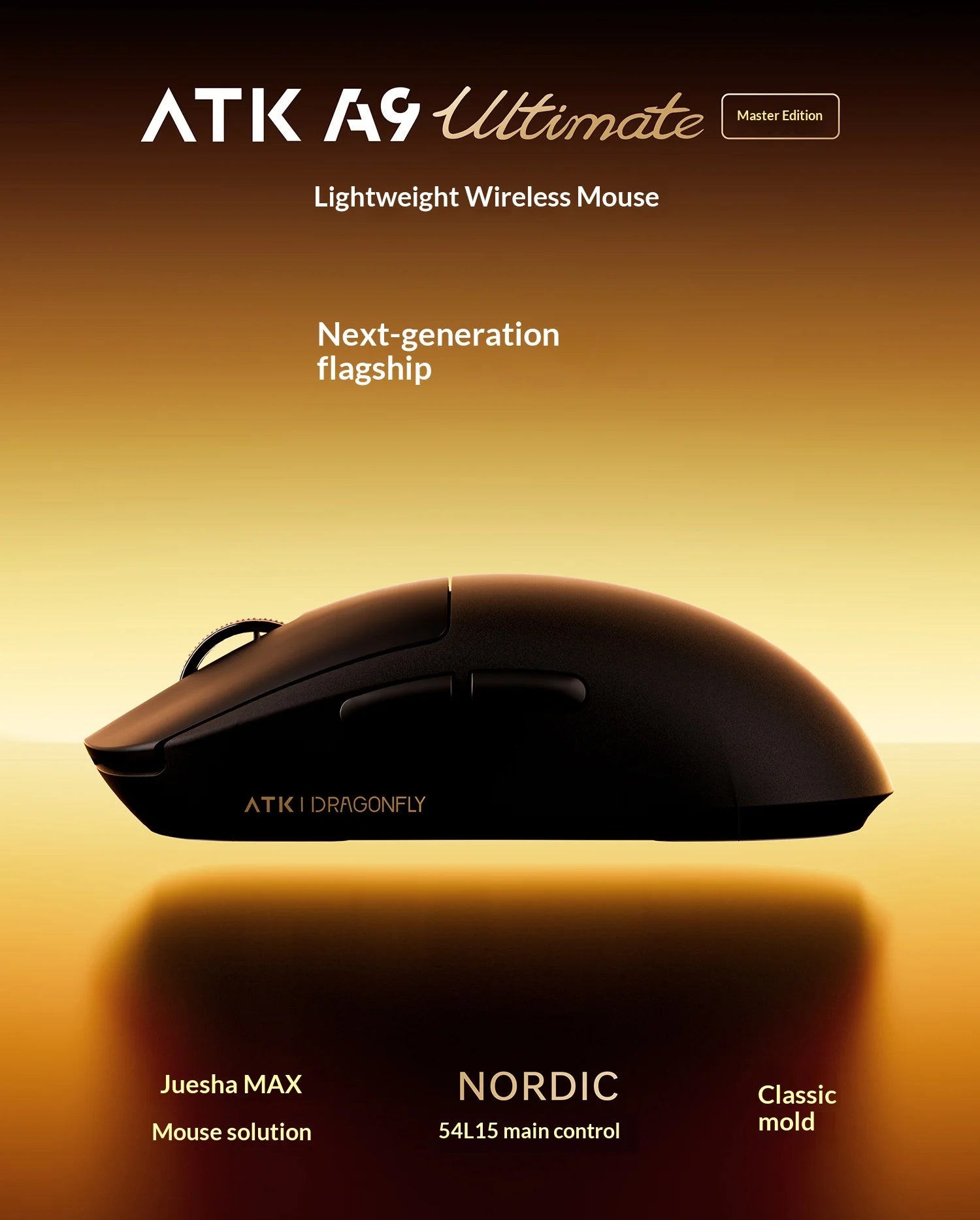 ATK DragonFly A9 Air Ultimate Wireless Gaming Mouse PAW3950 Ultra 42000DPI 750IPS 8KHz RGB Ergonomic For Windows MacOs PC Gifts