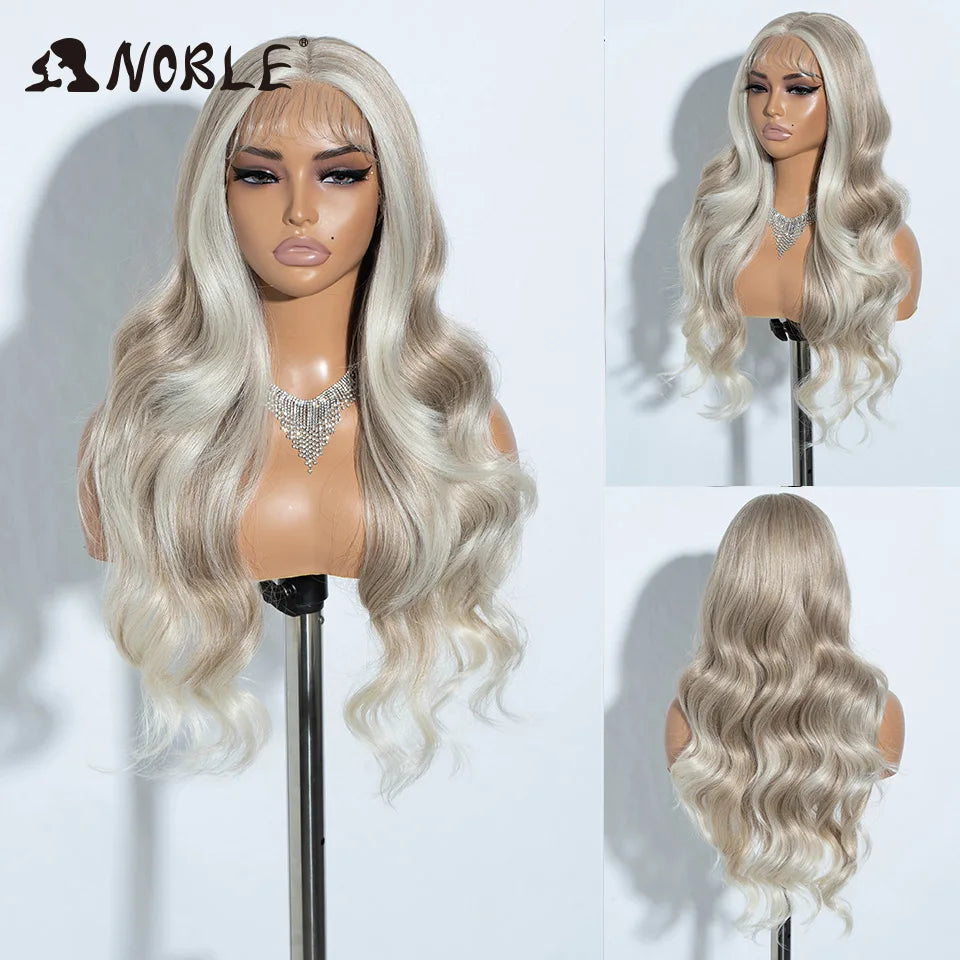 Noble Synthetic Lace Front Wig  28 Inch Highlight Honey Brown Body Wave Wig Cosplay Wigs For Women Lace Wig Lace Wig Synthetic
