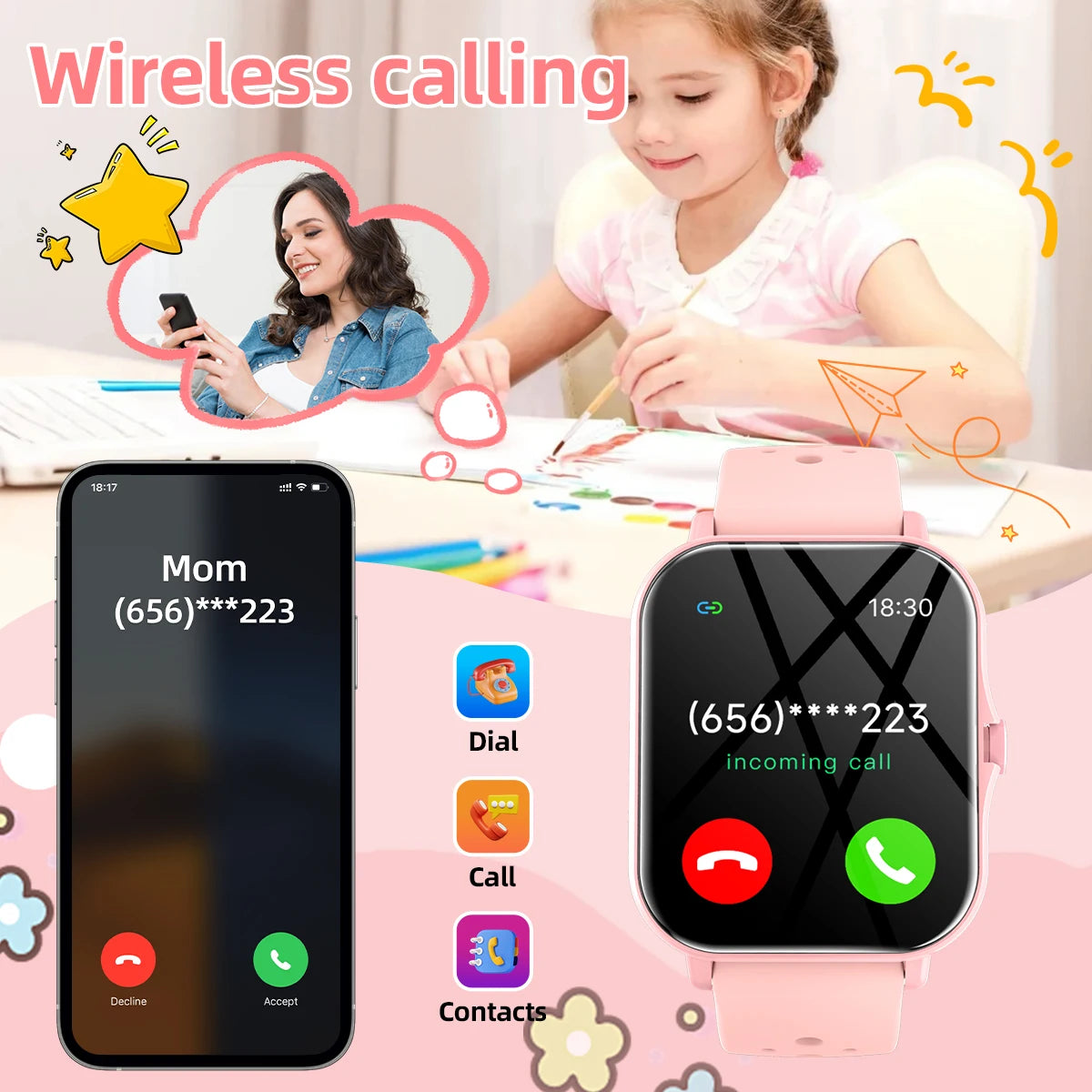 2026 New Smartwatch 1.83"Screen Bluetooth Call Voice Assistant Music Control Fitness Tracker for Android/IOS Phone Children Gift