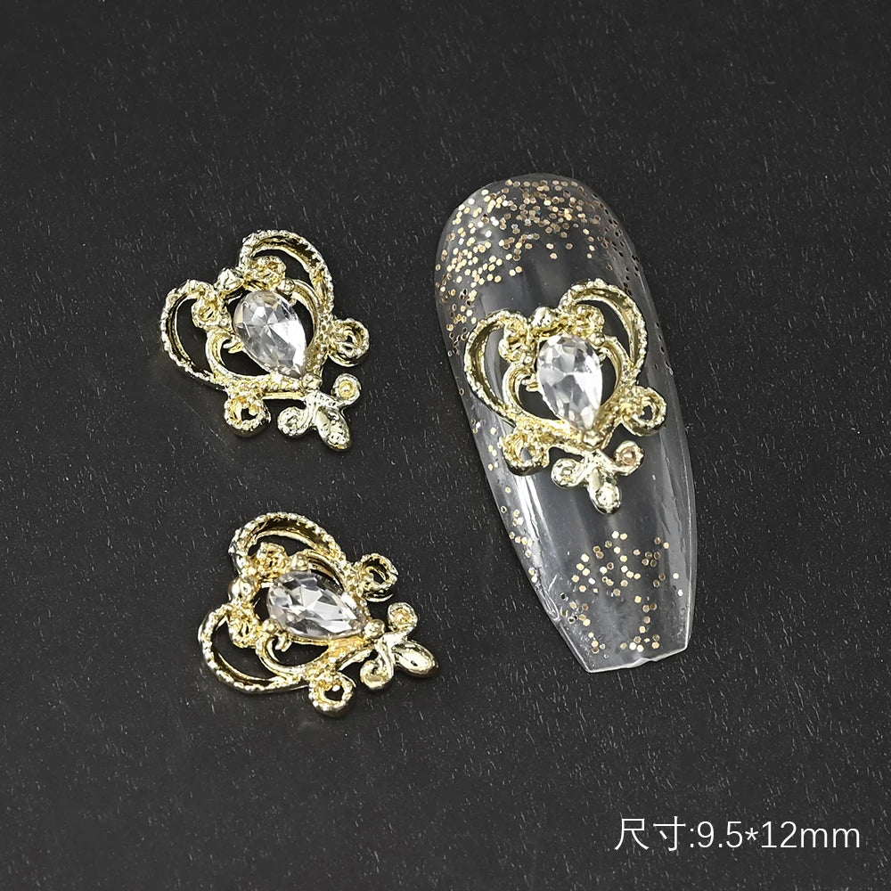 5/10pc Luxury Crystal Pink Heart Nail Art Charm 3D Love Shape Nail Rhinestones Diamond Shine Valentine's Day Manicure Decoration