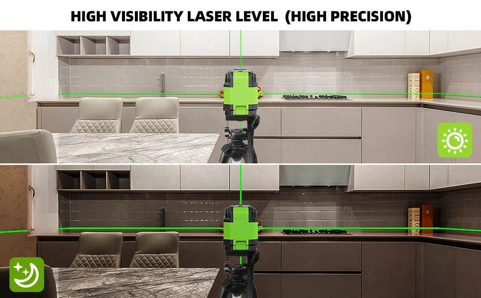 Huepar 2 Lines Laser Level with Tripod 98Ft Self-Leveling Horizontal & Vertical Green Cross Line Laser with Carrying Bag