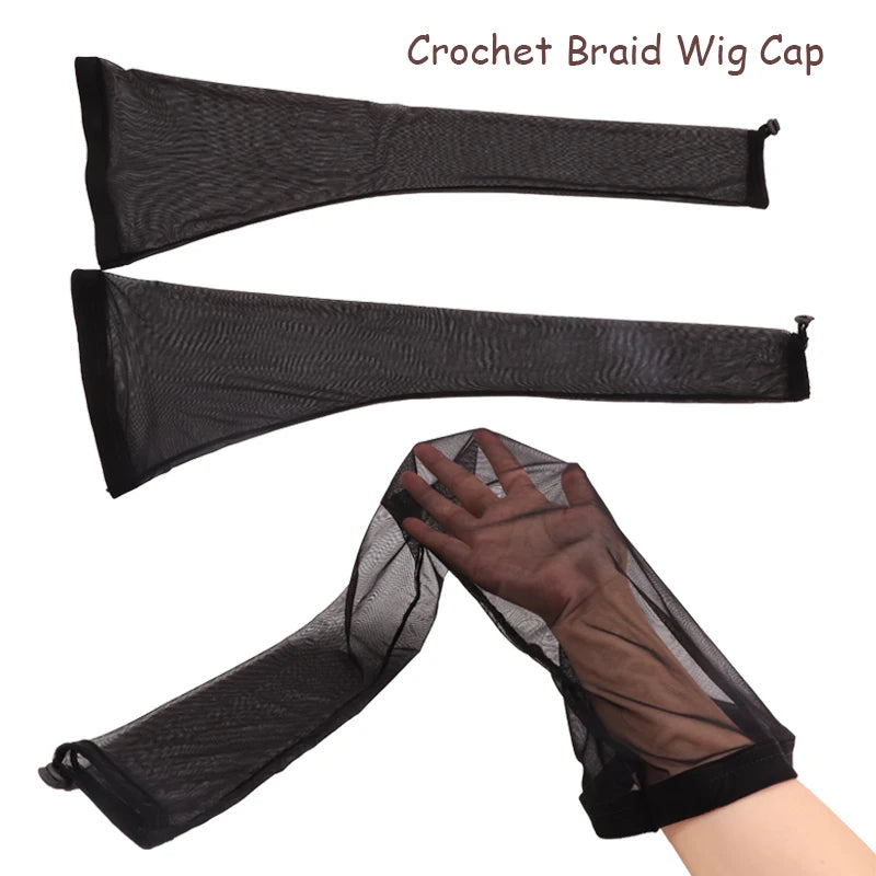 70cm Long Hairnets With Drawstring For Bun Spandex Sleeve Cap For Hair Weave Fabric Hair Net With Elastic Band For Crochet Braid