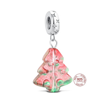 Charms Original Colorful Christmas Tree Pendant S925 Sterling Silver Bead Fit Bracelets Diy For Women Fine Jewelry Love Gift