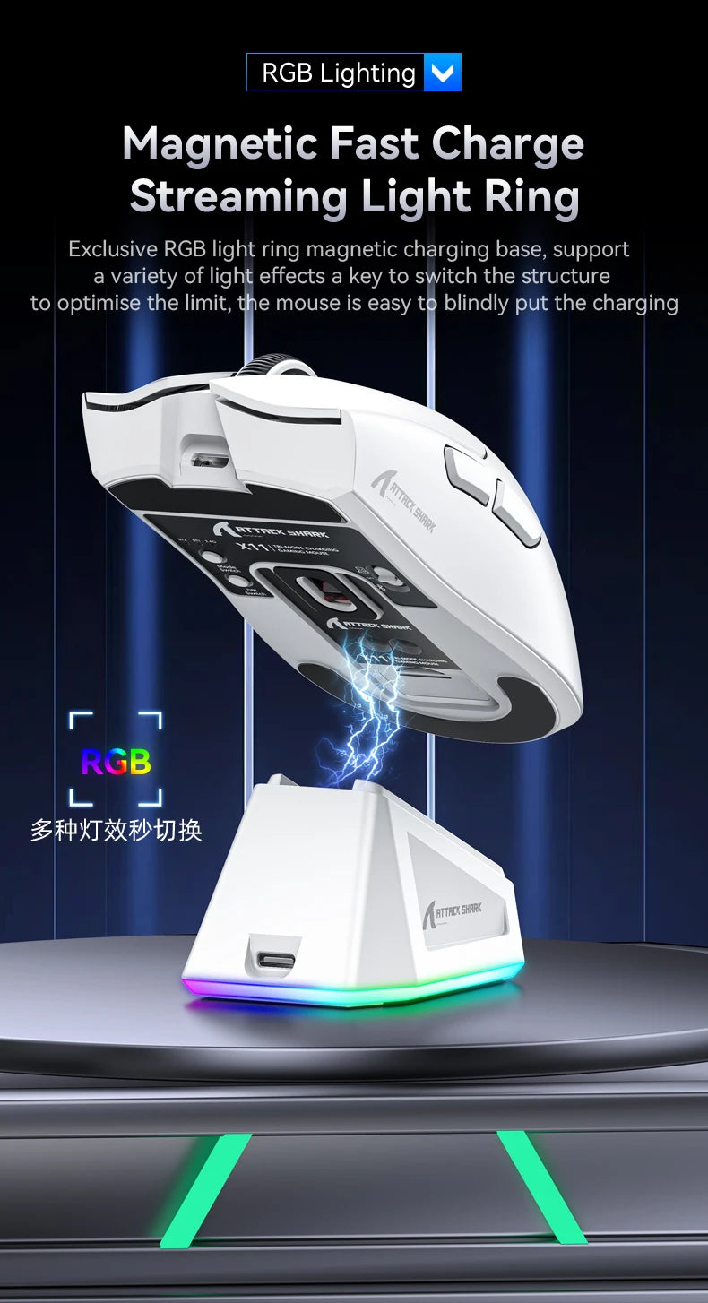 ATTACK SHARK X11 PAW3311 optical sensor,maximum resolution of 22K DPI acceleration up to 40G,edge in competitive gaming