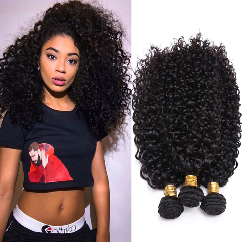 15A Brazilian Wet and Wavy Bundles Virgin Human Hair Weave 4 Bundle Deals Afro Kinky Curly Hair Extension Cheveux Humain Bundles