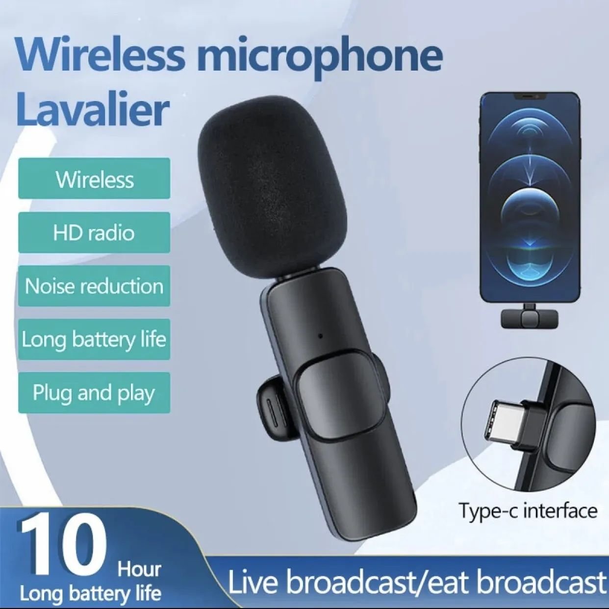 K8 Collar Wireless Microphone Type C Supported - AlSODEAL
