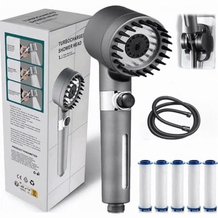 🚿 High Pressure Turbo Shower Head with 3 Spray Modes – Water Saving & Easy Installation | UAE COD