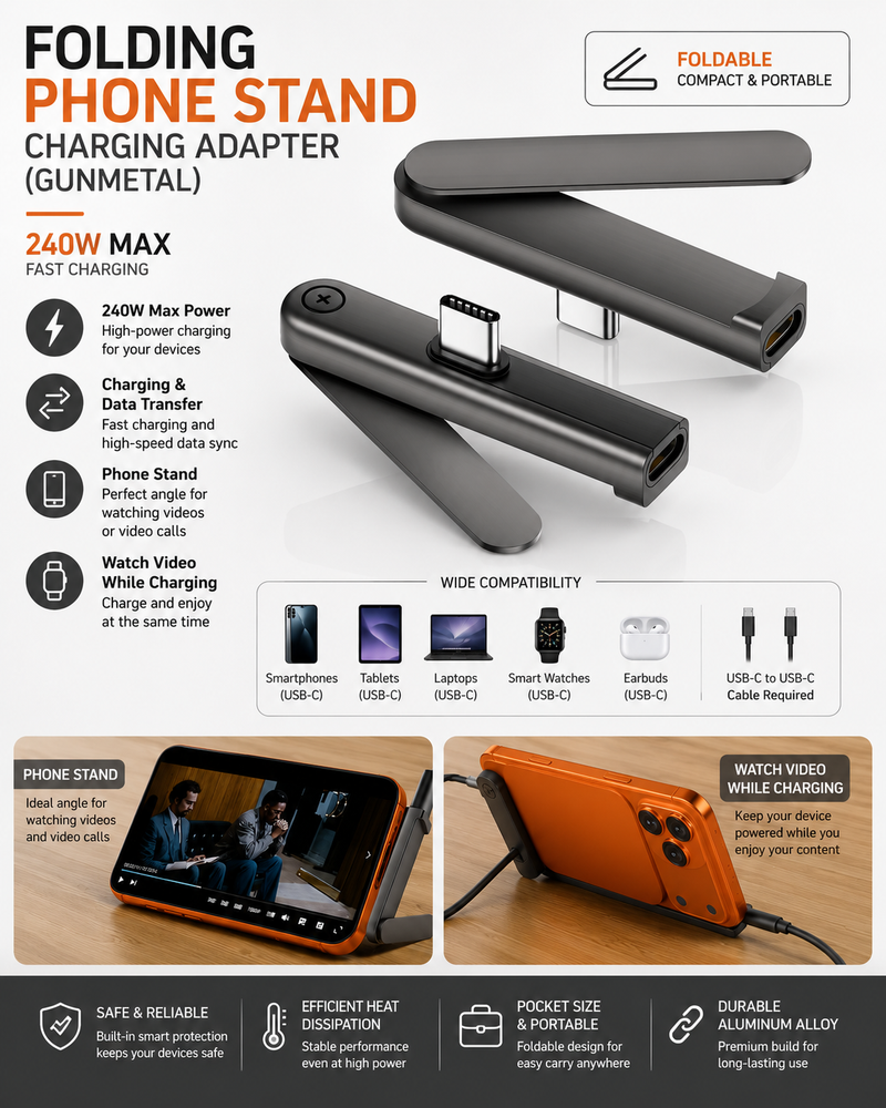 Folding Phone Stand Charging Adapter 240W
